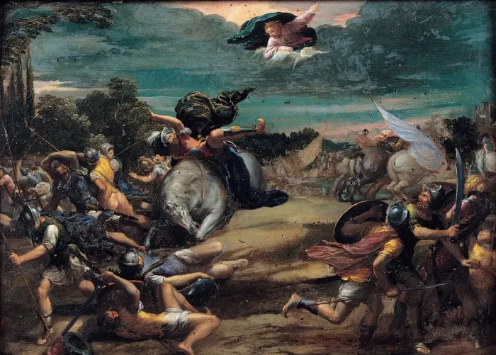 Framed Print : The Conversion on the Way to Damascus, 1590-1595. Artist: Scarsellino (Scarsella), Ippolito (1551-1620) Framed Print : The Conversion on the Way to Damascus, 1590-1595. Artist: Scarsellino (Scarsella), Ippolito (1551-1620)