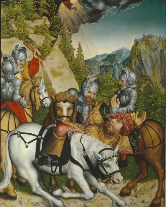 Framed Print : The Conversion on the Way to Damascus. Artist: Cranach, Lucas, the Younger (1515-1586) Framed Print : The Conversion on the Way to Damascus. Artist: Cranach, Lucas, the Younger (1515-1586)