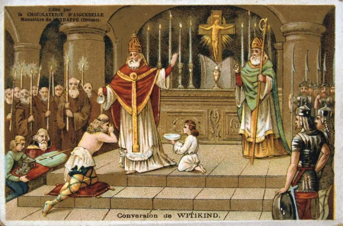 Framed Print : Conversion of Witikind, 785 AD, (19th century) Framed Print : Conversion of Witikind, 785 AD, (19th century)