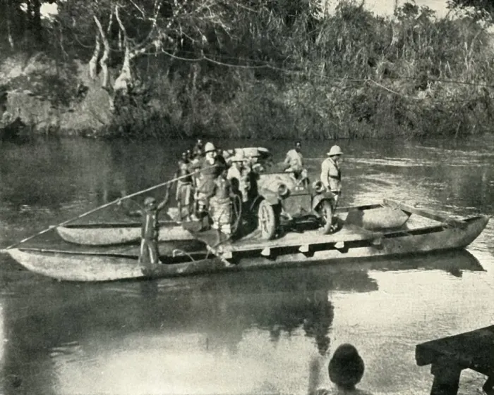 Framed Print : Conveying Motor Transport across the Mbaka River, German East Africa, (1919). Creator: Unknown Framed Print : Conveying Motor Transport across the Mbaka River, German East Africa, (1919). Creator: Unknown