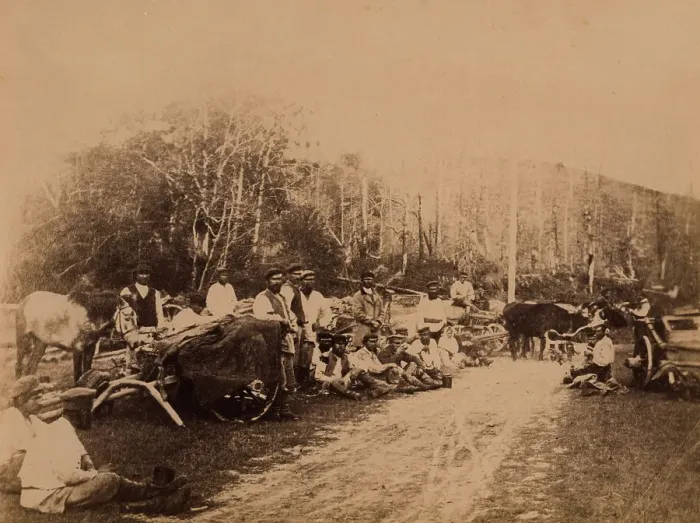 Framed Print : Convicts on the Berezovy Ridge. A Rest Break during the Transportation of Goods to... 1880-1899. Creator: Innokenty Ignatievich Pavlovsky Framed Print : Convicts on the Berezovy Ridge. A Rest Break during the Transportation of Goods to... 1880-1899. Creator: Innokenty Ignatievich Pavlovsky