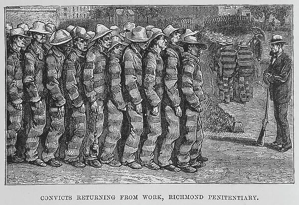 Convicts returning from work, Richmond penitentiary, 1882. Creator: Unknown