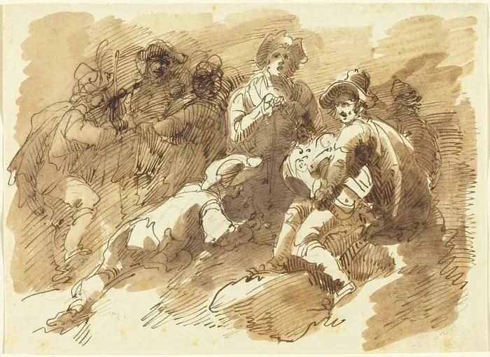 Framed Print : A Convivial Gathering with a Man Playing a Hurdy-Gurdy. Creator: Giuseppe Bernardino Bison Framed Print : A Convivial Gathering with a Man Playing a Hurdy-Gurdy. Creator: Giuseppe Bernardino Bison