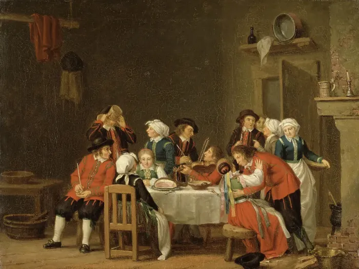 Framed Print : Convivial Scene in a Peasant's Cottage, c18th century. Creator: Per Hillestrom Framed Print : Convivial Scene in a Peasant's Cottage, c18th century. Creator: Per Hillestrom