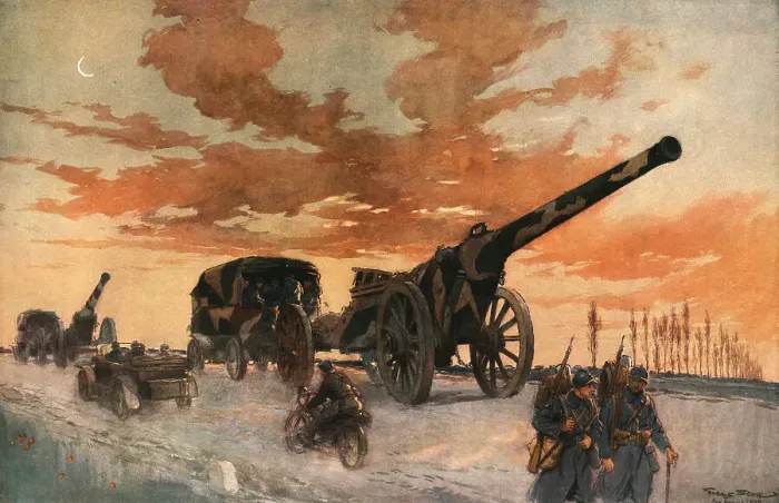 Framed Print : Convoi d'artillerie automobile, 1918. Creator: Unknown Framed Print : Convoi d'artillerie automobile, 1918. Creator: Unknown