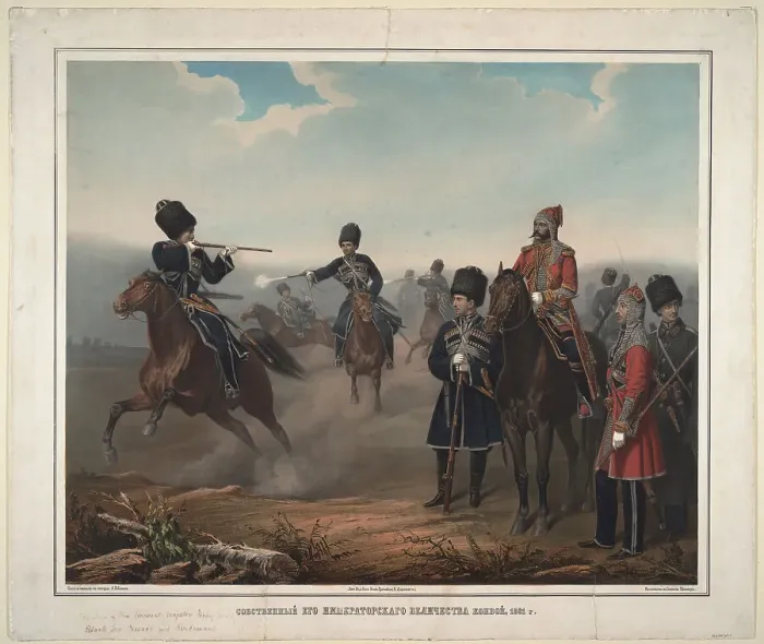 Framed Print : Convoy of His Imperial Highness, 1854-1862. Artist: Jebens, Adolf (1819-1888) Framed Print : Convoy of His Imperial Highness, 1854-1862. Artist: Jebens, Adolf (1819-1888)