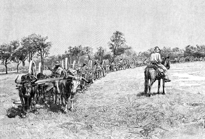 Framed Print : A convoy of wagons, South America, 1895 Framed Print : A convoy of wagons, South America, 1895