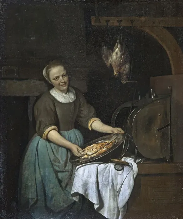 Framed Print : The Cook, 1657. Creator: Gabriel Metsu Framed Print : The Cook, 1657. Creator: Gabriel Metsu
