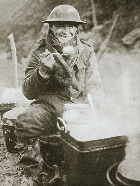 The cook saves a large one for himself, Somme campaign, France, World War I, 1916