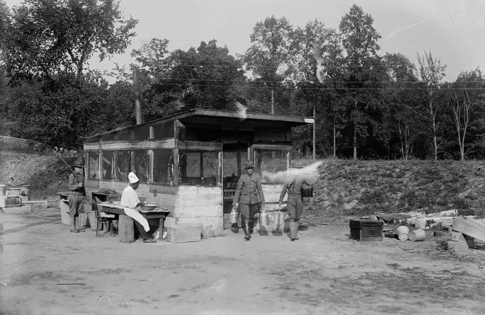 Framed Print : Cooking post on aqueduct, between c1915 and c1920. Creator: Bain News Service Framed Print : Cooking post on aqueduct, between c1915 and c1920. Creator: Bain News Service