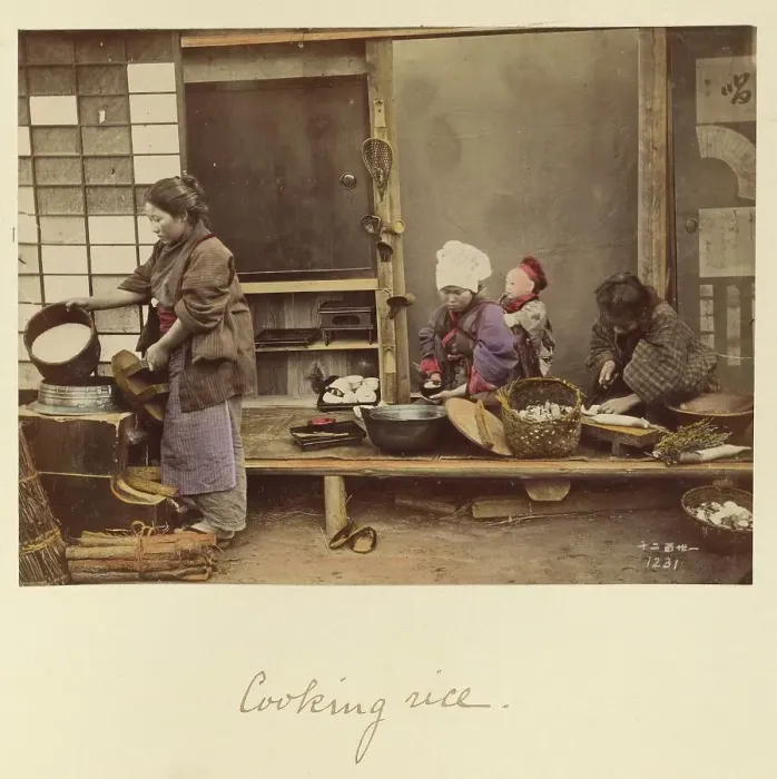 Framed Print : Cooking rice, about 1873-1883. Creator: Shinichi Suzuki I Framed Print : Cooking rice, about 1873-1883. Creator: Shinichi Suzuki I
