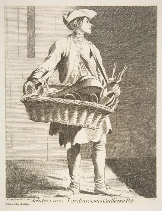 Framed Print : Cookware Peddler, 1746. Creator: Caylus, Anne-Claude-Philippe de Framed Print : Cookware Peddler, 1746. Creator: Caylus, Anne-Claude-Philippe de