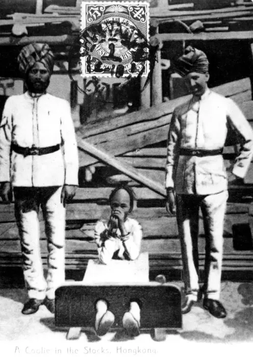 Framed Print : A coolie in the stocks, Hong Kong, 1908 Framed Print : A coolie in the stocks, Hong Kong, 1908