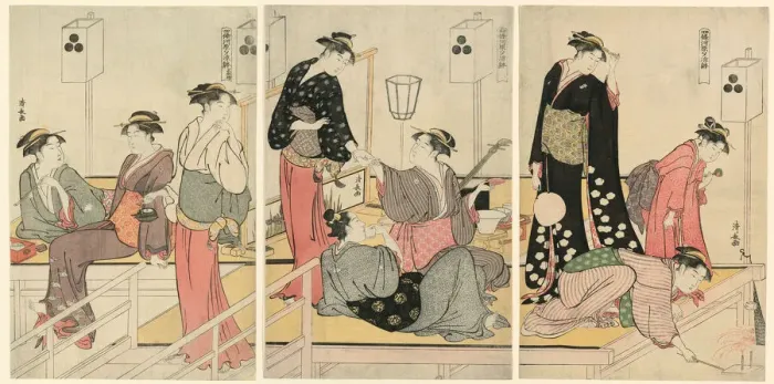 Framed Print : Cooling Off in the Evening at Shijogawara, c. 1784. Creator: Torii Kiyonaga Framed Print : Cooling Off in the Evening at Shijogawara, c. 1784. Creator: Torii Kiyonaga