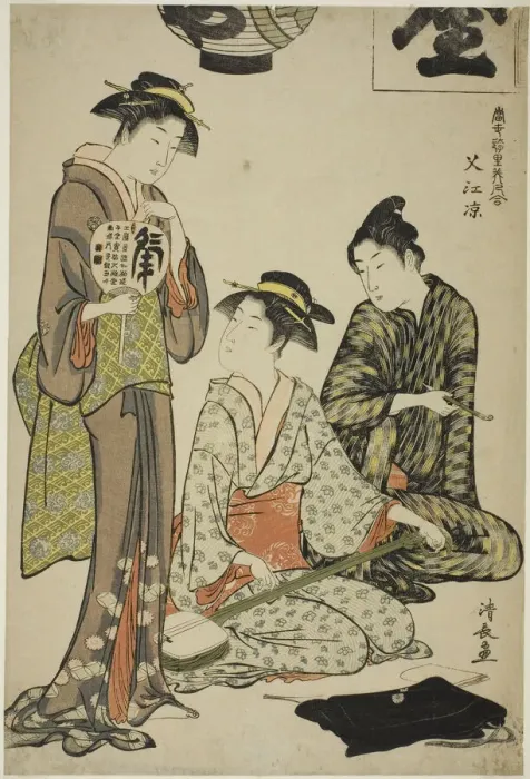 Framed Print : Cooling off at Nakasuo (Nakasu no suzumi), series A Collection of Contemporary... c. 1783. Creator: Torii Kiyonaga Framed Print : Cooling off at Nakasuo (Nakasu no suzumi), series A Collection of Contemporary... c. 1783. Creator: Torii Kiyonaga