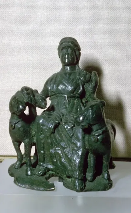 Framed Print : Copper alloy figure of the goddess Epona, seated between two ponies, from Wiltshire, England Framed Print : Copper alloy figure of the goddess Epona, seated between two ponies, from Wiltshire, England