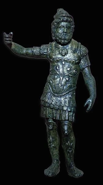Copper alloy figure of Mars with silver inlay, Roman Britain, 2nd century