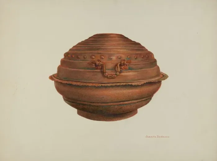 Framed Print : Copper Baptismal Font, c. 1941. Creator: Juanita Donahoo Framed Print : Copper Baptismal Font, c. 1941. Creator: Juanita Donahoo