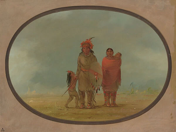 Copper Chief, His Wife, and Children, 1855  /  1869. Creator: George Catlin