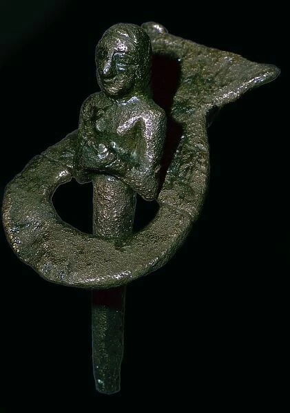 Copper foundation figurine ending in cone and plaque, Telloh, South Iraq, 2494BC-2465BC