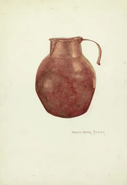 Framed Print : Copper Pitcher, 1935 / 1942. Creator: N. H. Yeckley Framed Print : Copper Pitcher, 1935 / 1942. Creator: N. H. Yeckley