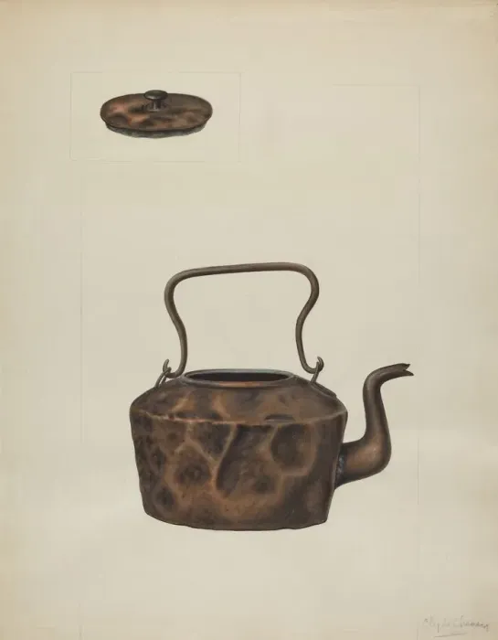 Framed Print : Copper Tea Kettle, 1935 / 1942. Creator: Clyde L. Cheney Framed Print : Copper Tea Kettle, 1935 / 1942. Creator: Clyde L. Cheney