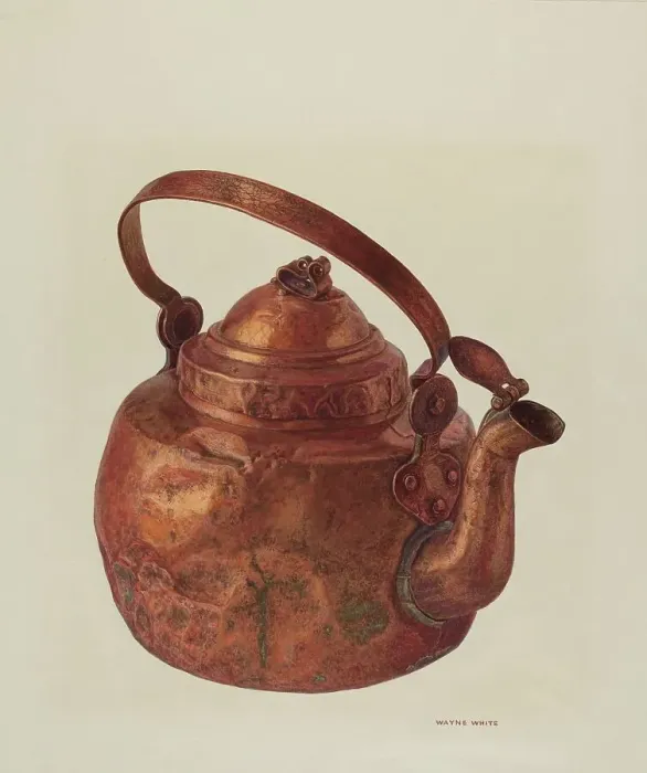 Framed Print : Copper Tea Kettle, c. 1940. Creator: Wayne White Framed Print : Copper Tea Kettle, c. 1940. Creator: Wayne White
