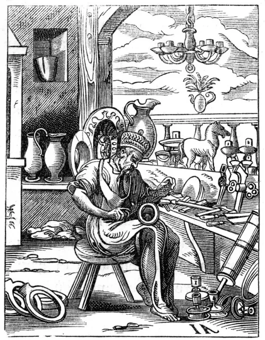 Framed Print : Coppersmith, 16th century (1849). Artist: Jost Amman Framed Print : Coppersmith, 16th century (1849). Artist: Jost Amman