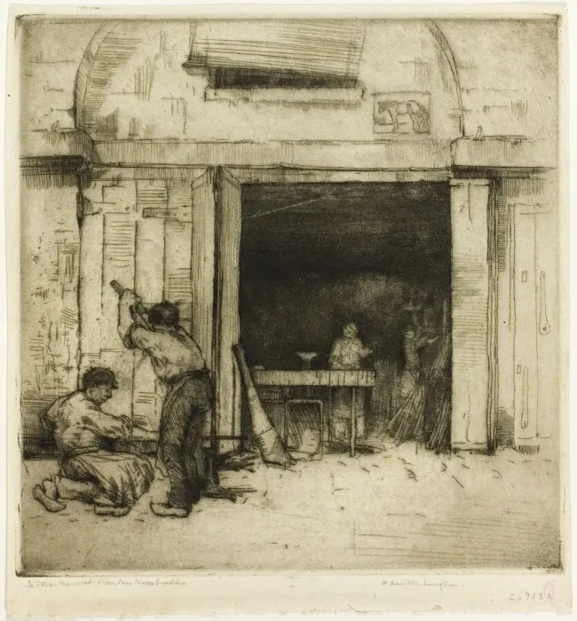 Framed Print : The Coppersmiths, 1900. Creator: Donald Shaw MacLaughlan Framed Print : The Coppersmiths, 1900. Creator: Donald Shaw MacLaughlan