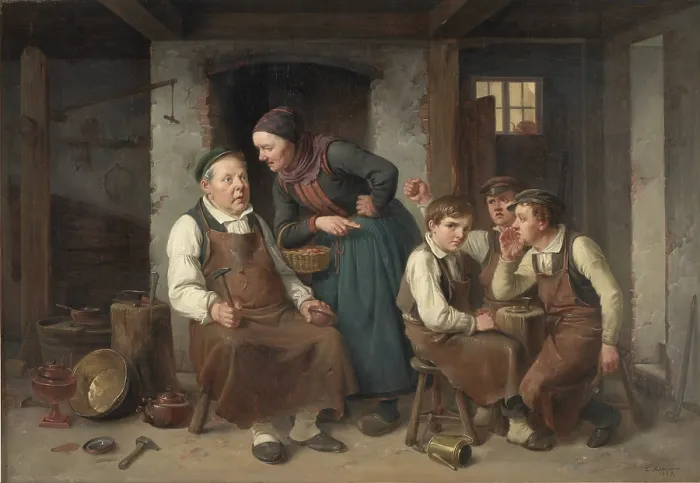 Framed Print : At a Coppersmith's Workshop, 1859. Creator: Schleisner, Christian Andreas (1810-1882). At a Coppersmith's Workshop, 1859. Creator: Schleisner, Christian Andreas (1810-1882) Framed Print : At a Coppersmith's Workshop, 1859. Creator: Schleisner, Christian Andreas (1810-1882). At a Coppersmith's Workshop, 1859. Creator: Schleisner, Christian Andreas (1810-1882)