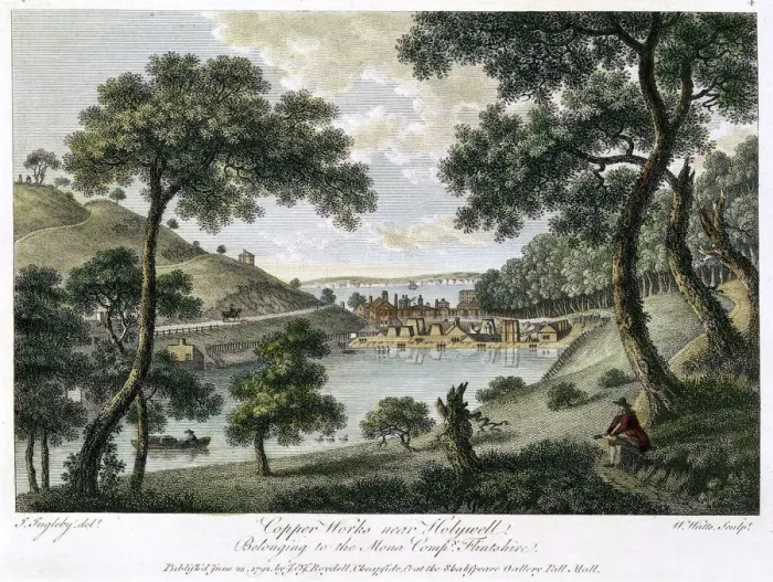 Framed Print : Copperworks near Holywell, Flintshire, Wales owned by the Mona Company, 1792. Artist: William Watts Framed Print : Copperworks near Holywell, Flintshire, Wales owned by the Mona Company, 1792. Artist: William Watts
