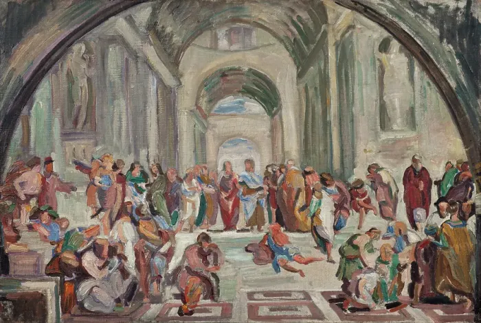 Framed Print : Copy after Rafael: The school of Athens, 1912. Creator: Jens Adolf Emil Jerichau Framed Print : Copy after Rafael: The school of Athens, 1912. Creator: Jens Adolf Emil Jerichau