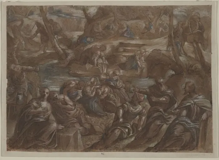 Framed Print : Copy of Tintorettos Children of Israel Gathering Manna, after 1594. Creator: Unknown Framed Print : Copy of Tintorettos Children of Israel Gathering Manna, after 1594. Creator: Unknown