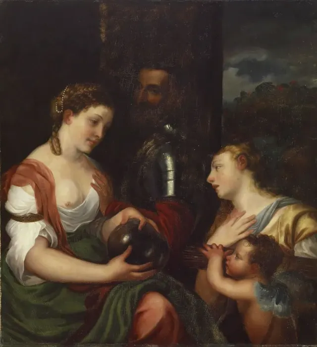 Framed Print : Copy of Titian's Allegory of Alfonso d'Avalos, Marchese del Vasto, c1833. Creator: Alfred Jacob Miller. Copy of Titian's Allegory of Alfonso d'Avalos, Marchese del Vasto, c1833. Creator: Alfred Jacob Miller Framed Print : Copy of Titian's Allegory of Alfonso d'Avalos, Marchese del Vasto, c1833. Creator: Alfred Jacob Miller. Copy of Titian's Allegory of Alfonso d'Avalos, Marchese del Vasto, c1833. Creator: Alfred Jacob Miller