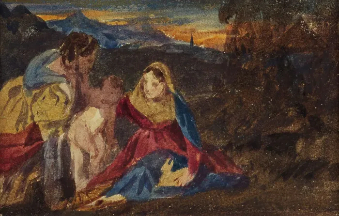 Framed Print : Copy of Titian's Virgin and The Rabbit in The Louvre, 1937. Creator: David Cox the Elder Framed Print : Copy of Titian's Virgin and The Rabbit in The Louvre, 1937. Creator: David Cox the Elder