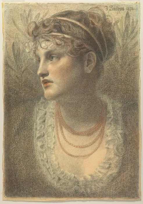 Framed Print : The Coral Necklace, 1871. Creator: Frederick Sandys (British, 1829-1904) Framed Print : The Coral Necklace, 1871. Creator: Frederick Sandys (British, 1829-1904)