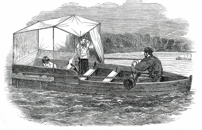 Framed Print : Cordingly's Floating Bath, 1850. Creator: Hare Framed Print : Cordingly's Floating Bath, 1850. Creator: Hare