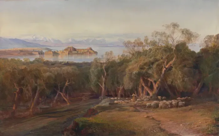 Framed Print : Corfu from Ascension, 1862. Creator: Edward Lear Framed Print : Corfu from Ascension, 1862. Creator: Edward Lear