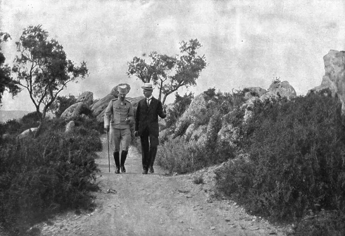 Framed Print : The Corfu Pact; In Corfu: Prince Alexander of Serbia and Doctor Trumbic..1917. Creator: Unknown Framed Print : The Corfu Pact; In Corfu: Prince Alexander of Serbia and Doctor Trumbic..1917. Creator: Unknown