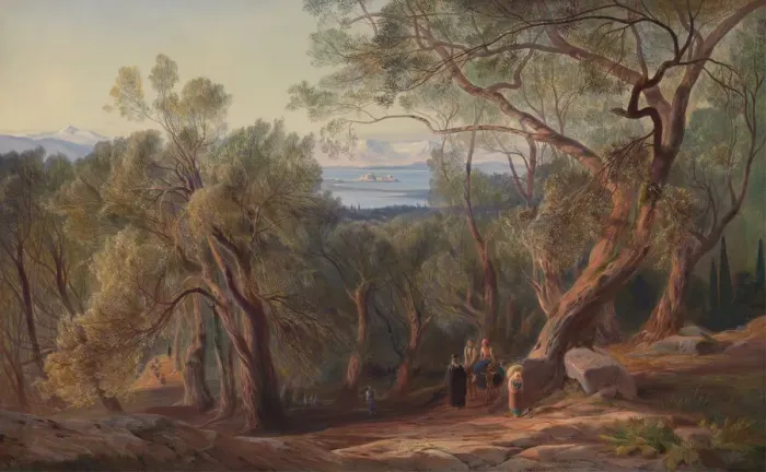 Framed Print : Corfu from Santa Decca, 1862. Creator: Edward Lear Framed Print : Corfu from Santa Decca, 1862. Creator: Edward Lear