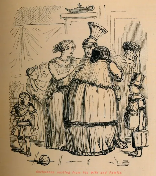 Framed Print : Coriolanus parting from his Wife and Family, 1852. Artist: John Leech Framed Print : Coriolanus parting from his Wife and Family, 1852. Artist: John Leech
