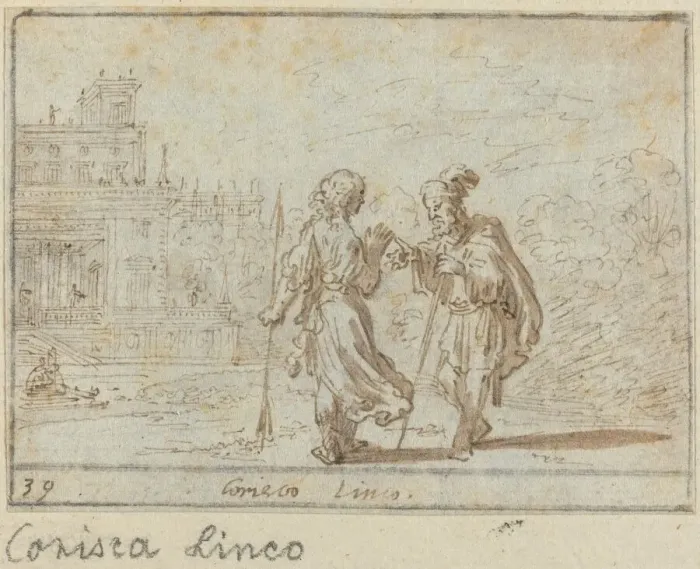 Framed Print : Corisca and Linco, 1640. Creator: Johann Wilhelm Baur Framed Print : Corisca and Linco, 1640. Creator: Johann Wilhelm Baur