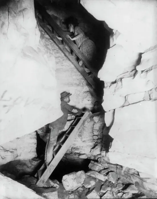 Framed Print : Corkscrew - Mammoth Cave, Edmondson County, Kentucky, c1893. Creator: Frances Benjamin Johnston Framed Print : Corkscrew - Mammoth Cave, Edmondson County, Kentucky, c1893. Creator: Frances Benjamin Johnston