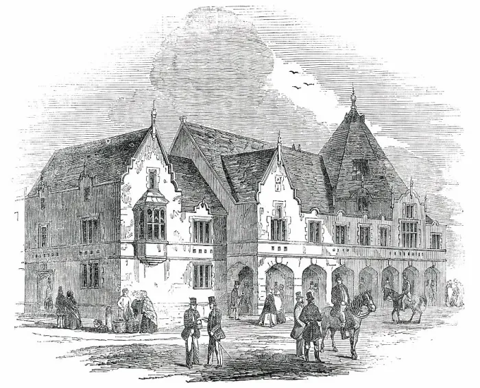 Framed Print : The Corn Exchange and Market Hall, just erected at Lichfield, 1850. Creator: Unknown Framed Print : The Corn Exchange and Market Hall, just erected at Lichfield, 1850. Creator: Unknown