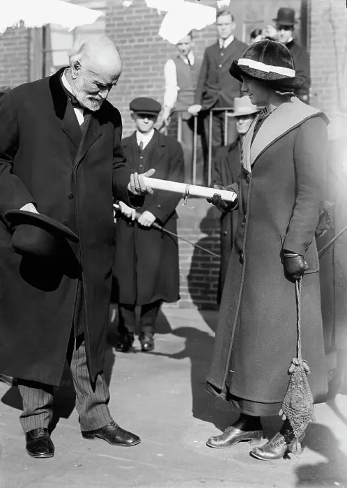 Framed Print : Corn Growers - Secretary Wilson Presenting Diploma To Viola Lewis of Arkansas, 1912. Creator: Harris & Ewing. Corn Growers - Secretary Wilson Presenting Diploma To Viola Lewis of Arkansas, 1912. Creator: Harris & Ewing