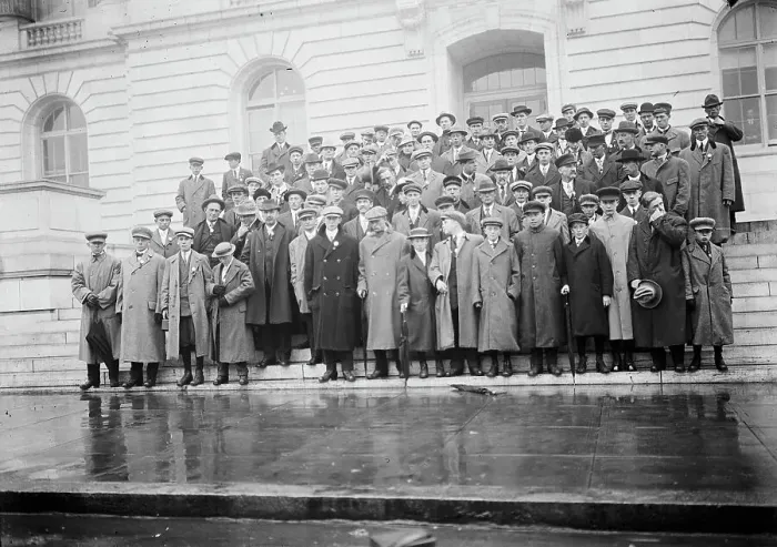 Framed Print : Corn Growers On Steps of House office Building; Stafford of Wisconsin, 5th From Left...1912. Creator: Harris & Ewing. Corn Growers On Steps of House office Building; Stafford of Wisconsin, 5th From Left...1912. Creator: Harris & Ewing