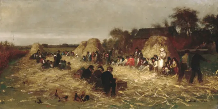 Framed Print : Corn Husking at Nantucket, ca. 1875. Creator: Eastman Johnson Framed Print : Corn Husking at Nantucket, ca. 1875. Creator: Eastman Johnson