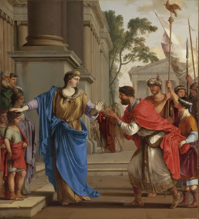 Framed Print : Cornelia rejects the crown of the Ptolemies, 1646. Creator: La Hyre, Laurent, de (1606-1656) Framed Print : Cornelia rejects the crown of the Ptolemies, 1646. Creator: La Hyre, Laurent, de (1606-1656)