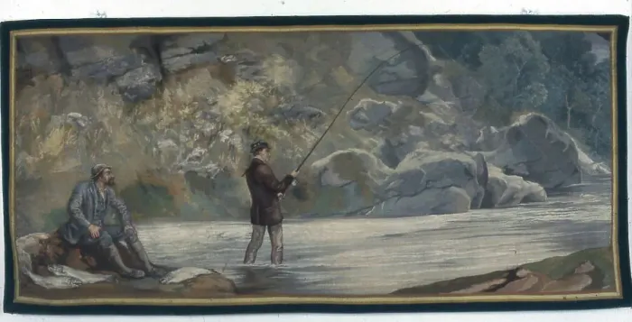 Framed Print : Cornelius Vanderbilt Fishing, English, 1882. Creators: John Evan Hodgson, The Royal Windsor Manufactory Framed Print : Cornelius Vanderbilt Fishing, English, 1882. Creators: John Evan Hodgson, The Royal Windsor Manufactory
