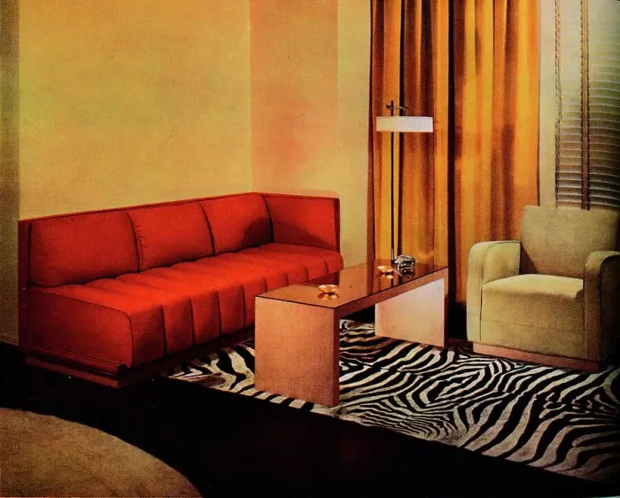 Framed Print : A corner in the American designer Walter Dorwin Teagues own Living-room, c1940 Framed Print : A corner in the American designer Walter Dorwin Teagues own Living-room, c1940